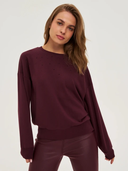 Zdjęcie produktu Bluza z dżetami burgundowa Moodo