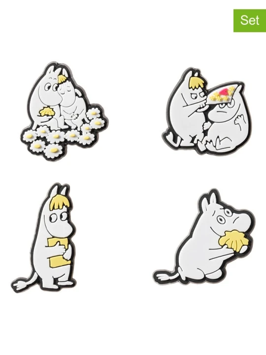 Zdjęcie produktu Moomin Piny 3D (4 szt.) "Moomin" w kolorze biało-żółtym - dł. 2 cm rozmiar: onesize