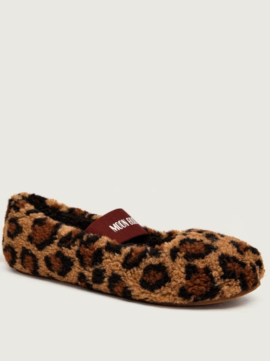 Zdjęcie produktu Moon Boot Ocieplane baleriny MB Fleece Ballerina Leopard Mary Jane | z dodatkiem wełny brązowy
