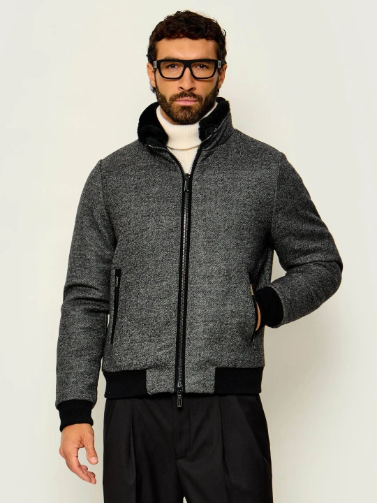 Zdjęcie produktu MooRER Puchowa kurtka bomber Bellati | Regular Fit | z dodatkiem wełny i kaszmiru szary