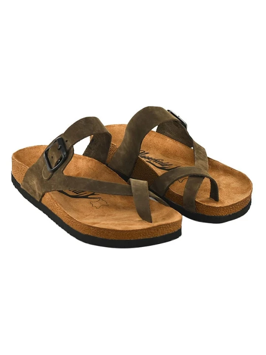Zdjęcie produktu Moosefield Skórzane japonki w kolorze khaki rozmiar: 42