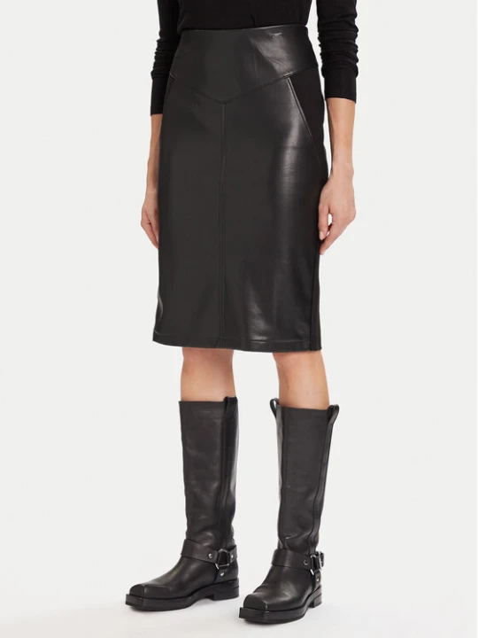 Zdjęcie produktu Morgan Spódnica z imitacji skóry 242-JMADO Czarny Slim Fit