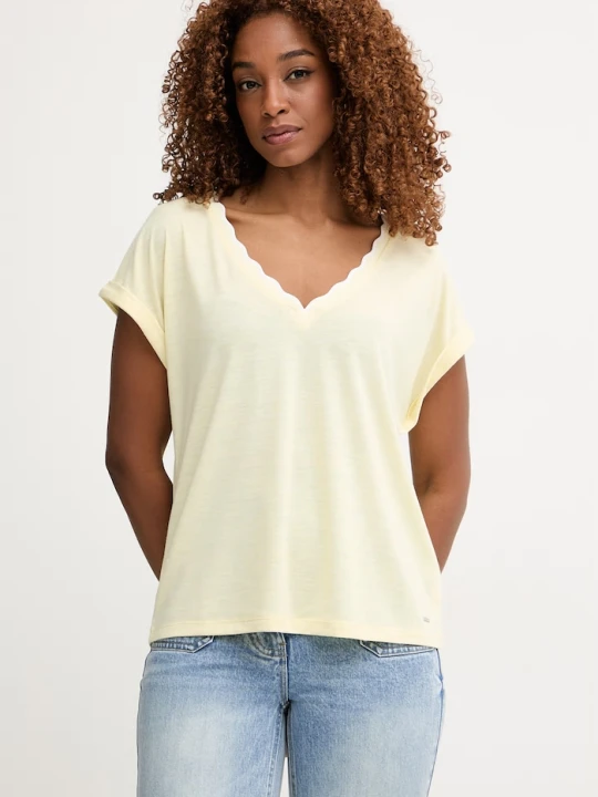 Zdjęcie produktu Morgan T-shirt basic damski z wiskozą żółty