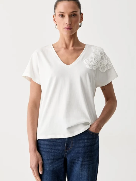 Zdjęcie produktu Morgan T-shirt damski bawełniany DROSE beżowy