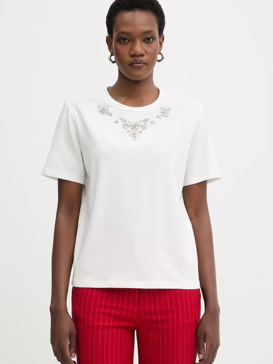 Zdjęcie produktu Morgan t-shirt damski bawełniany z elastanem biały