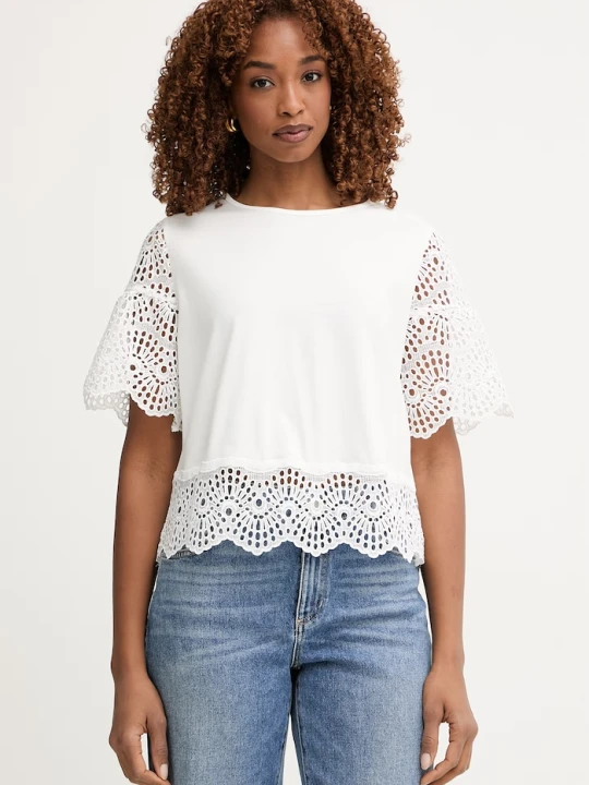 Zdjęcie produktu Morgan T-shirt damski z bawełną beżowy