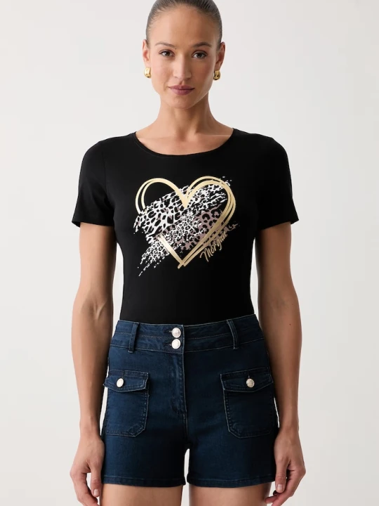 Zdjęcie produktu Morgan T-shirt damski z bawełną czarny