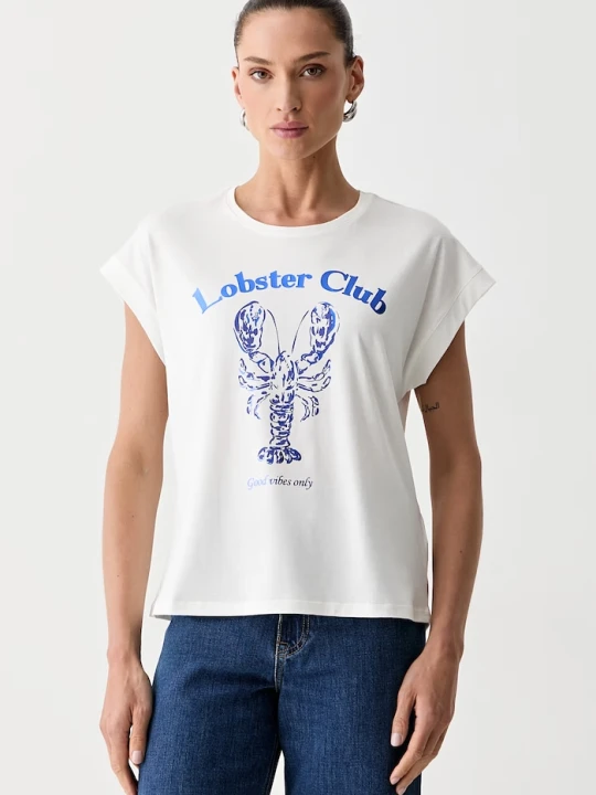 Zdjęcie produktu Morgan T-shirt damski z modalem DLOBST beżowy