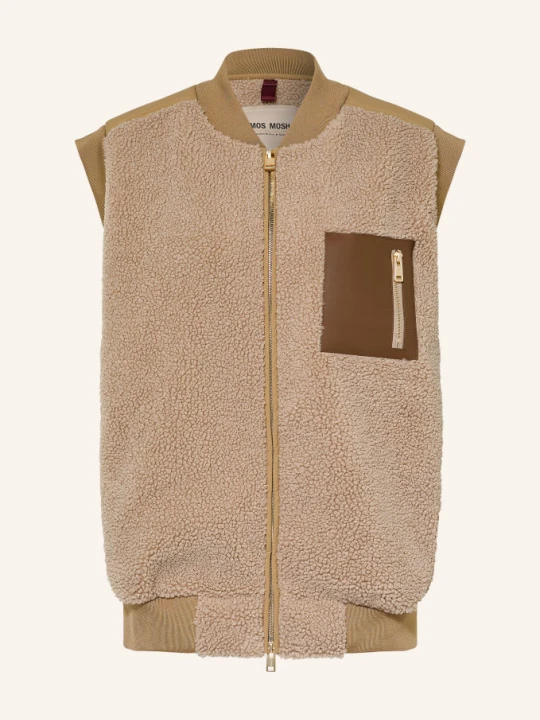 Zdjęcie produktu Mos Mosh Kamizelka Z Futerkiem Teddy Mmjovo Z Mieszanki Materiałów beige