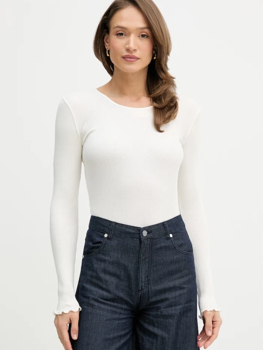 Zdjęcie produktu Mos Mosh longsleeve z jedwabiem Elaine beżowy