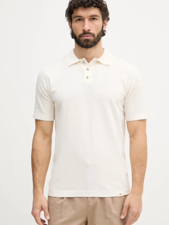 Zdjęcie produktu Mos Mosh polo męskie z bawełną Kyle beżowy