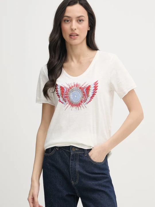 Zdjęcie produktu Mos Mosh t-shirt damski bawełniany Romi beżowy