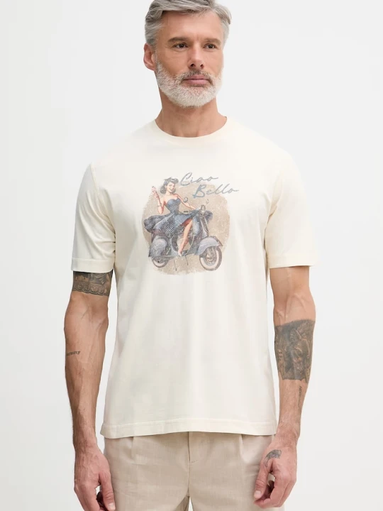Zdjęcie produktu Mos Mosh t-shirt męski bawełniany Ciao beżowy