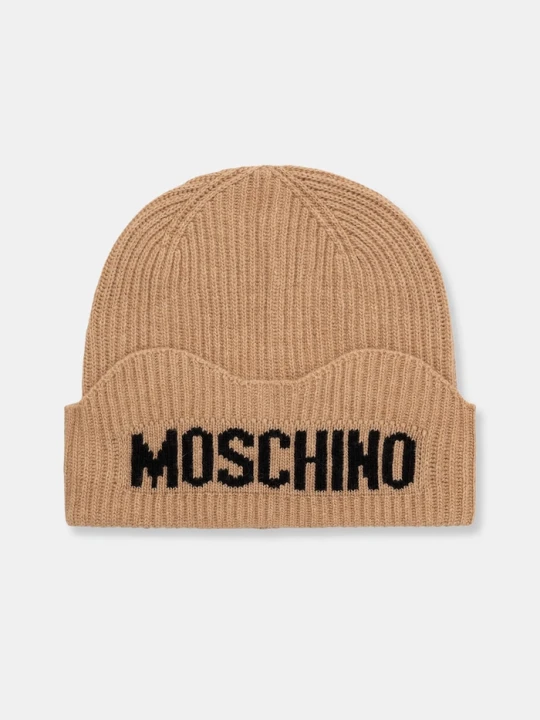Zdjęcie produktu Moschino czapka damska z wełną beżowy