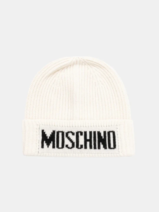 Zdjęcie produktu Moschino czapka męska z dodatkiem wełny beżowy