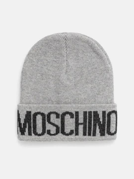 Zdjęcie produktu Moschino czapka damska z dodatkiem wełny szary