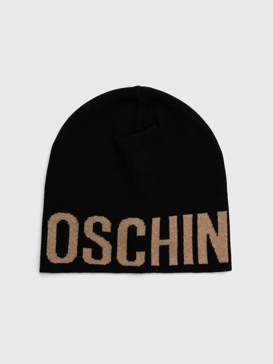 Zdjęcie produktu Moschino czapka damska z dodatkiem wełny beżowy