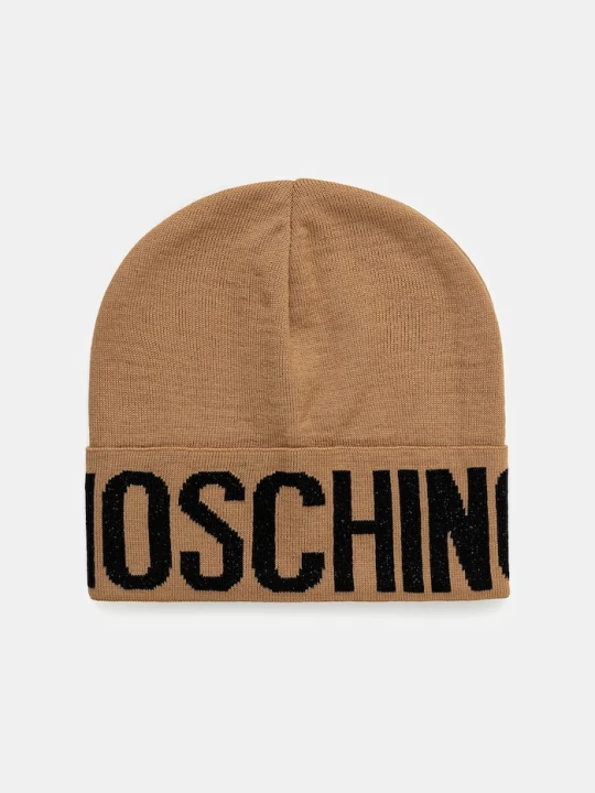 Zdjęcie produktu Moschino czapka z wełną beżowy