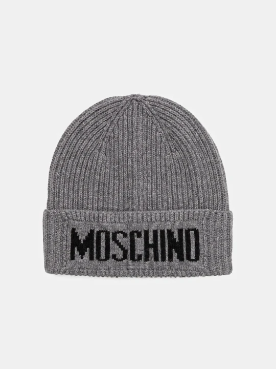 Zdjęcie produktu Moschino czapka męska z dodatkiem wełny szary