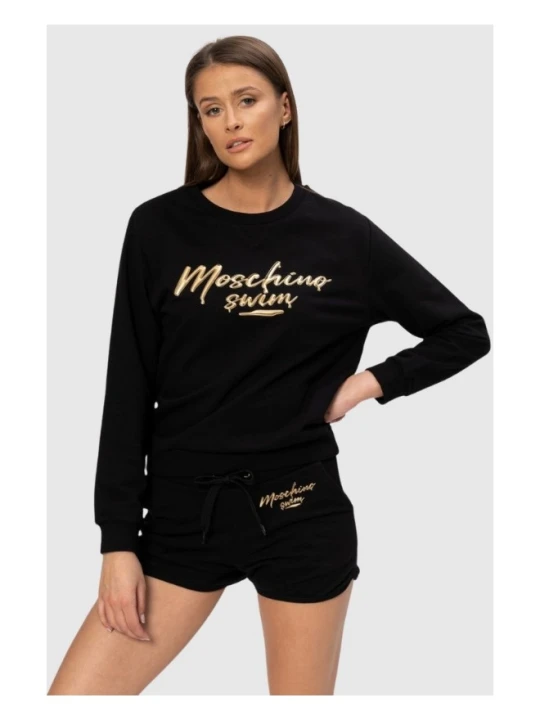 Zdjęcie produktu MOSCHINO Czarna bluza damska ze złotym logo, Rozmiar M