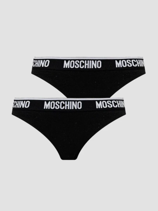 Zdjęcie produktu MOSCHINO Czarne damskie stringi dwupak, Rozmiar L