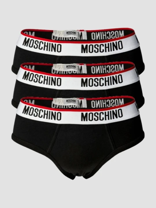Zdjęcie produktu MOSCHINO Czarny męski trzypak bawełnianych slipów, Rozmiar L