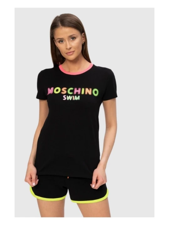 Zdjęcie produktu MOSCHINO Czarny t-shirt damski z neonowym logo, Rozmiar XS