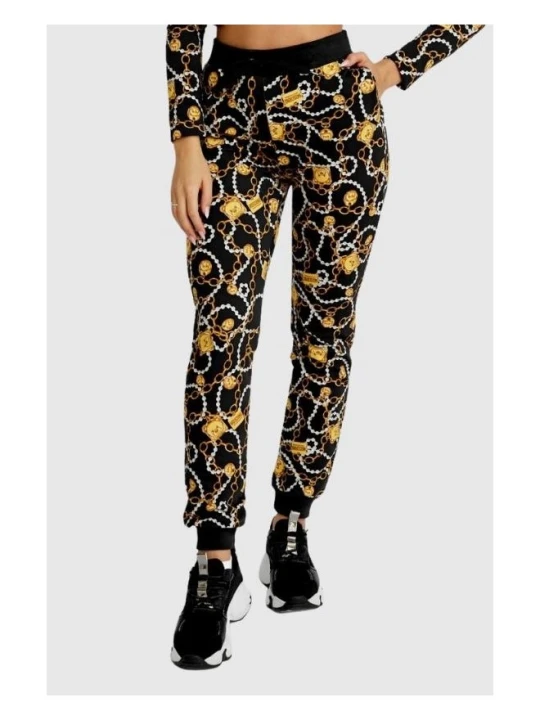 Zdjęcie produktu MOSCHINO Damskie spodnie dresowe w złote łańcuchy, Rozmiar XS Czarny