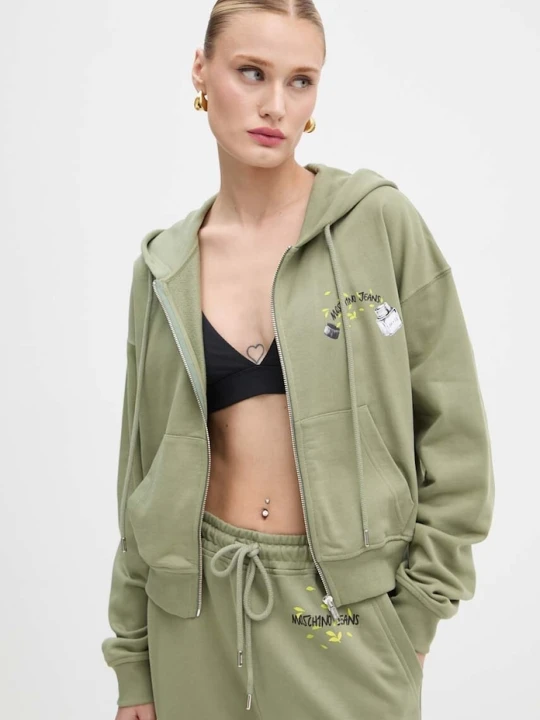 Zdjęcie produktu Moschino Jeans bluza bawełniana dziecięca zielony