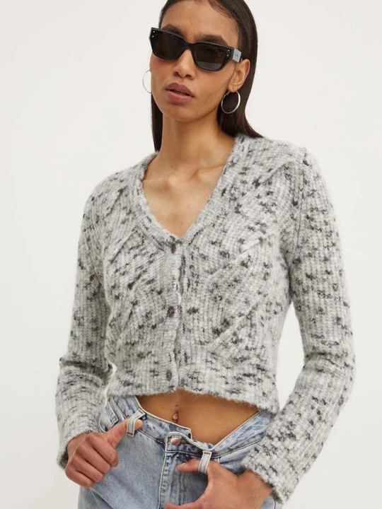 Zdjęcie produktu Moschino Jeans kardigan z domieszką wełny szary