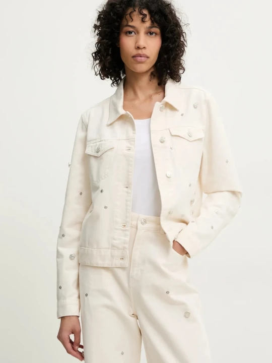 Zdjęcie produktu Moschino Jeans kurtka bawełniana beżowy