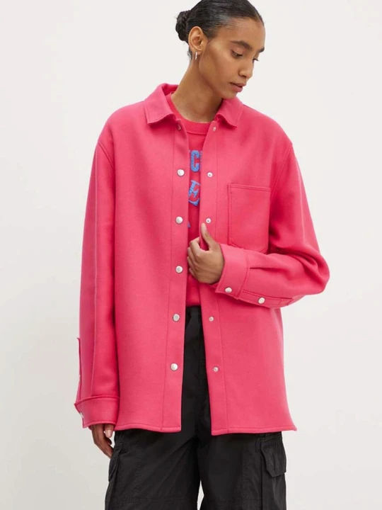 Zdjęcie produktu Moschino Jeans kurtka koszulowa wełniana różowy