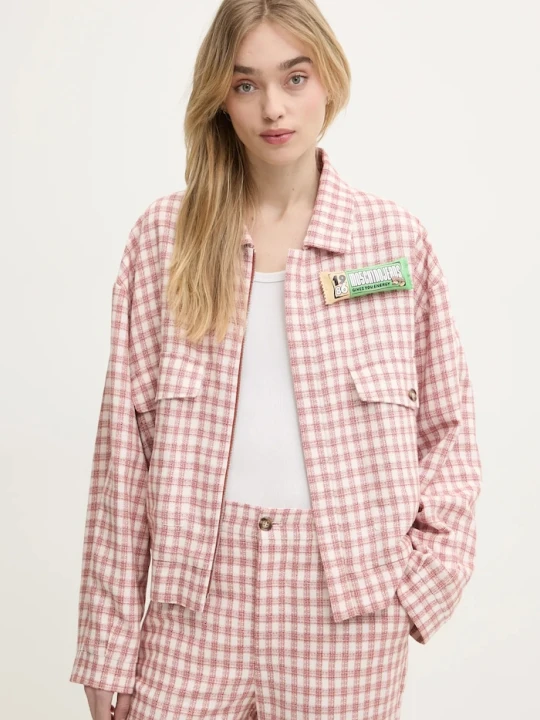 Zdjęcie produktu Moschino Jeans kurtka z domieszką wełny beżowy
