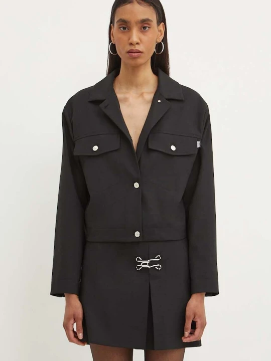 Zdjęcie produktu Moschino Jeans kurtka z domieszką wełny czarny