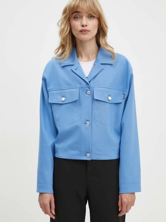 Zdjęcie produktu Moschino Jeans kurtka z domieszką wełny niebieski