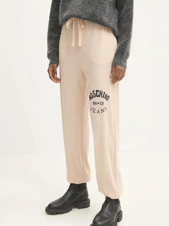 Zdjęcie produktu Moschino Jeans spodnie dresowe wełniane beżowy