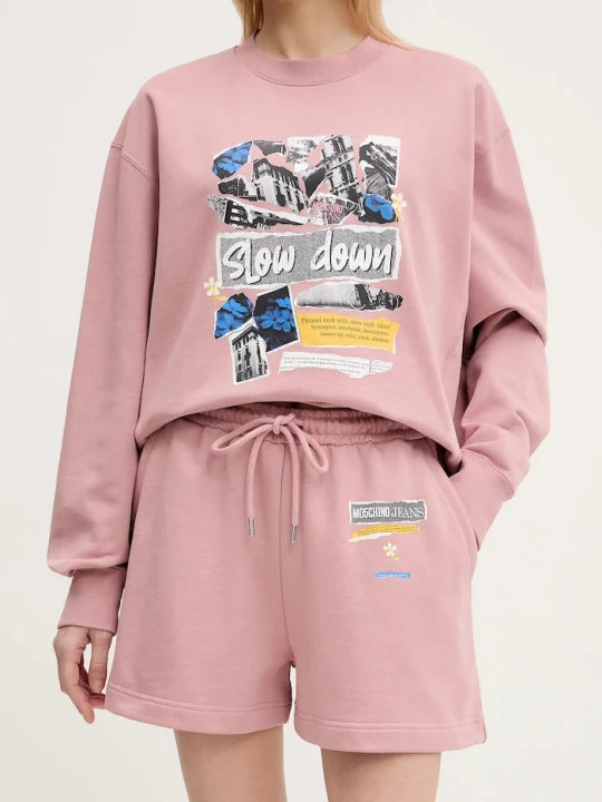 Zdjęcie produktu Moschino Jeans szorty bawełniane różowy