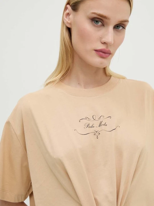 Zdjęcie produktu Moschino Jeans t-shirt bawełniany beżowy