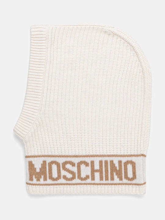 Zdjęcie produktu Moschino kaptur damski z dodatkiem wełny beżowy