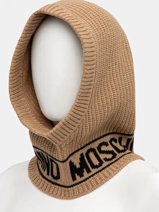 Zdjęcie produktu Moschino kaptur damski z dodatkiem wełny brązowy