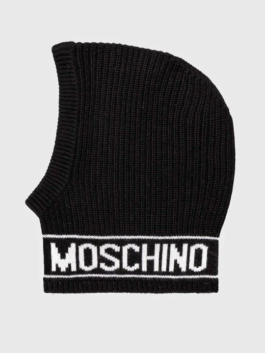 Zdjęcie produktu Moschino kaptur damski z dodatkiem wełny czarny