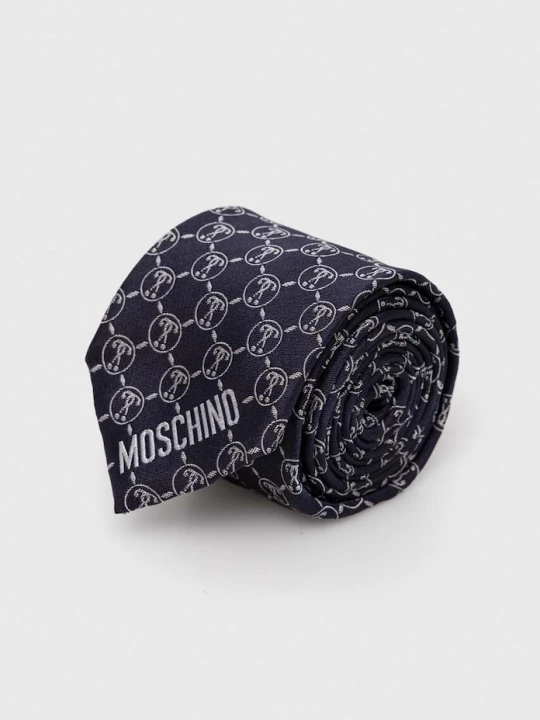 Zdjęcie produktu Moschino krawat jedwabny granatowy