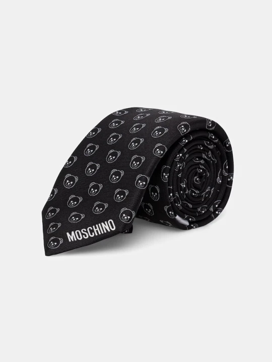 Zdjęcie produktu Moschino krawat męski jedwabny czarny