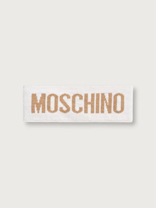 Zdjęcie produktu Moschino opaska na głowę damska z dodatkiem wełny beżowy