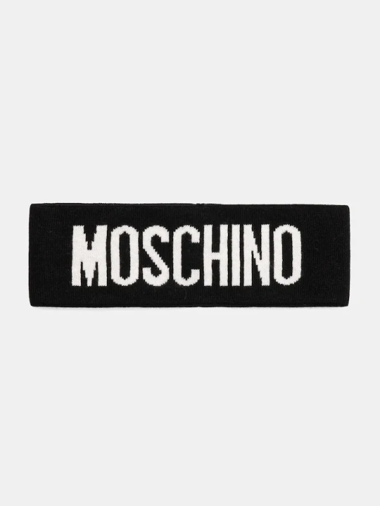 Zdjęcie produktu Moschino opaska na głowę damska z dodatkiem wełny czarny