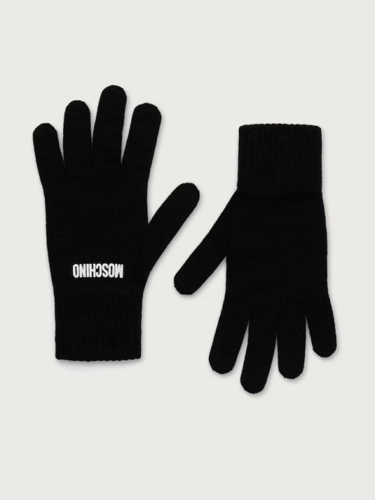 Zdjęcie produktu Moschino rękawiczki damskie z dodatkiem wełny czarny