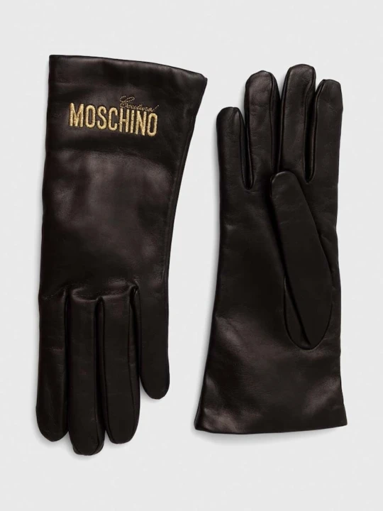 Zdjęcie produktu Moschino rękawiczki damskie skórzane czarny