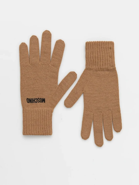 Zdjęcie produktu Moschino rękawiczki damskie z dodatkiem wełny brązowy