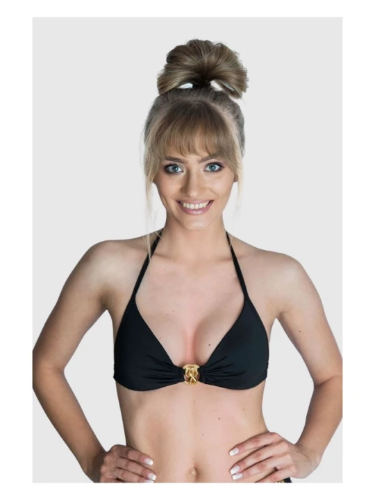 Zdjęcie produktu MOSCHINO SWIM Góra od bikini złote metalowe logo, Rozmiar XS Czarny