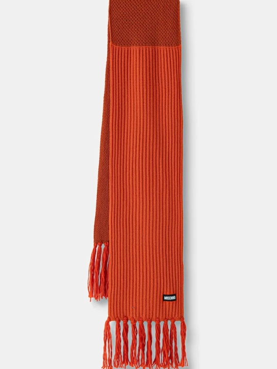 Zdjęcie produktu Moschino szalik damski z dodatkiem wełny pomarańczowy
